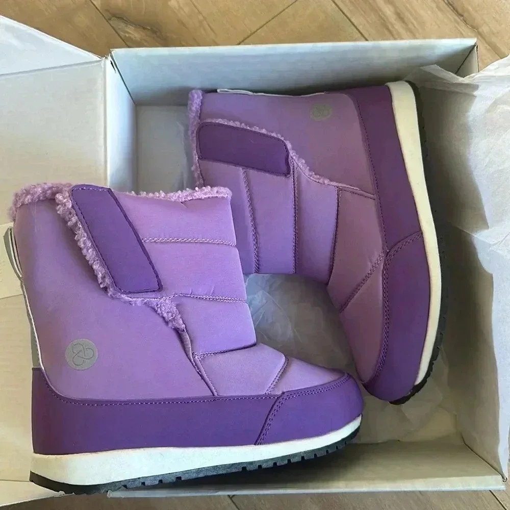 New in Box ZELLA Quilted Fleece Lined Winter Snow & Rain Boot Purple Big Kid 3